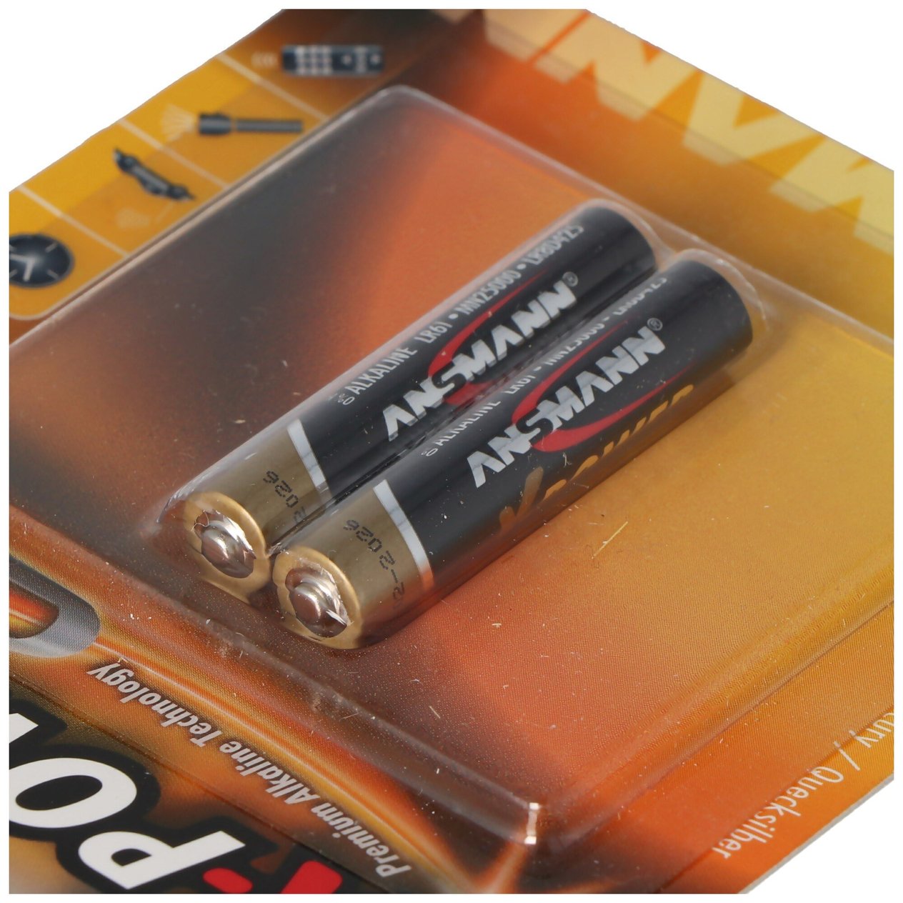 AAAA alkalin pil LR61 AAAA 2 paket halinde 41,5 x 8,3 mm
