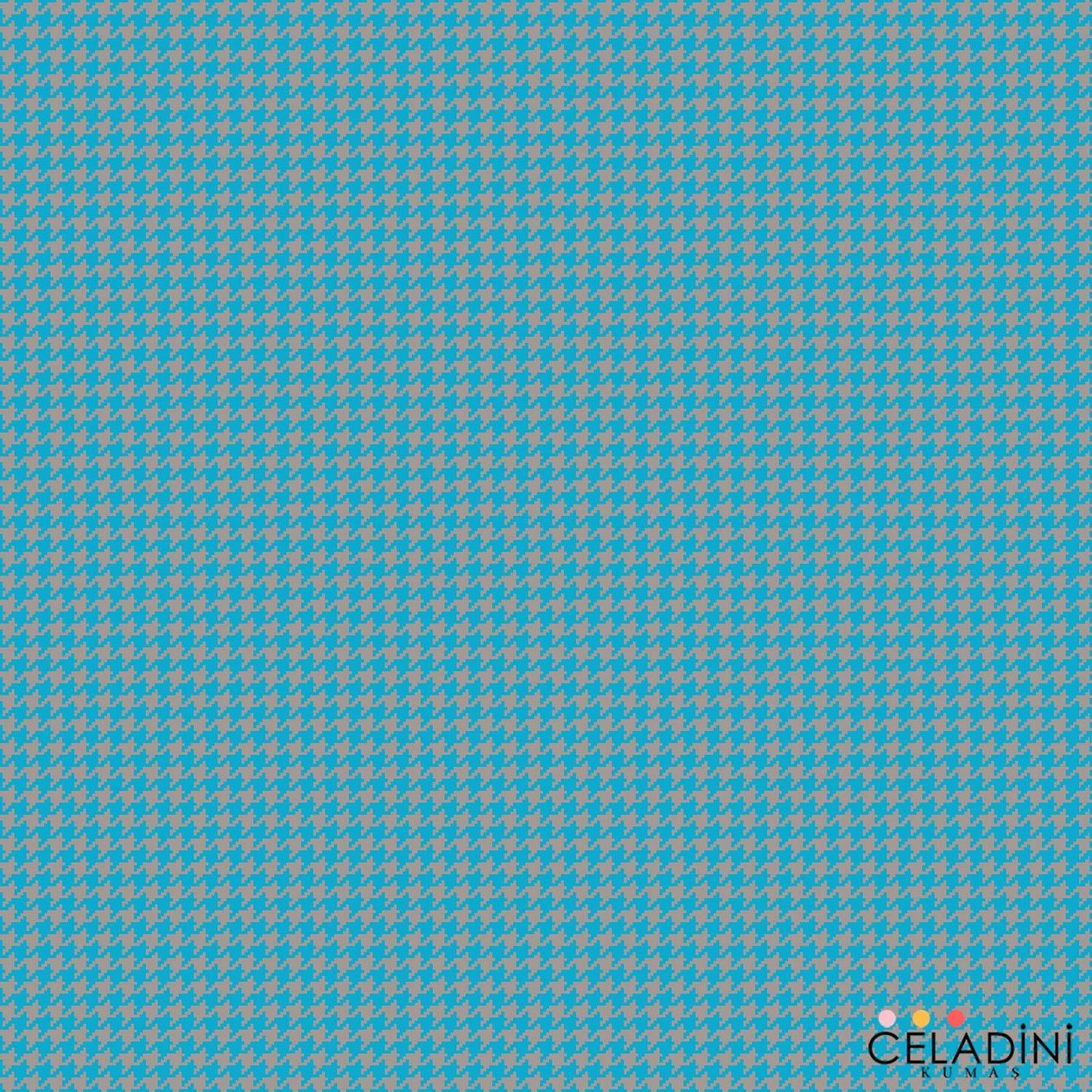 140x140 cm Gri Mavi Kaz Ayağı Masa Örtüsü Kumaşı