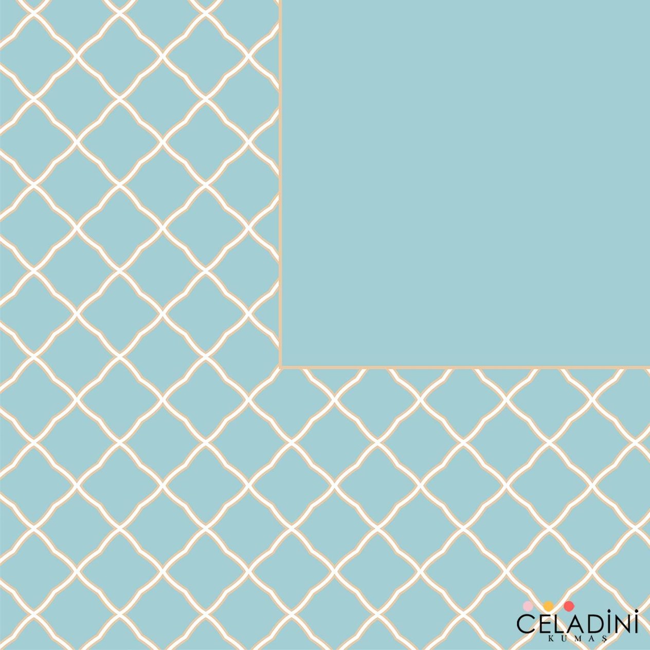 140x140 cm Kafes Motifli Ramazan Serisi Masa Örtüsü Kumaşı Mint Yeşil