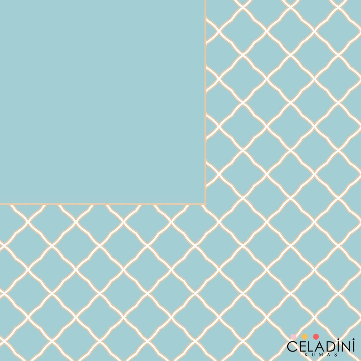 140x140 cm Kafes Motifli Ramazan Serisi Masa Örtüsü Kumaşı Mint Yeşil