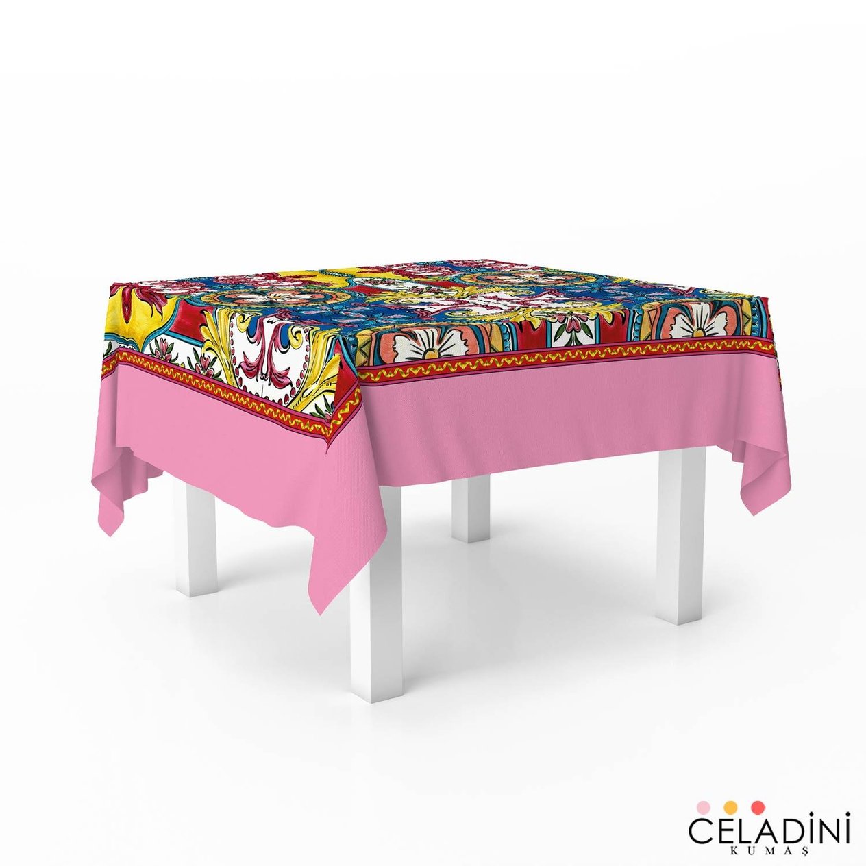 140x140 cm Milano Serisi Masa Örtüsü Kumaşı Pembe