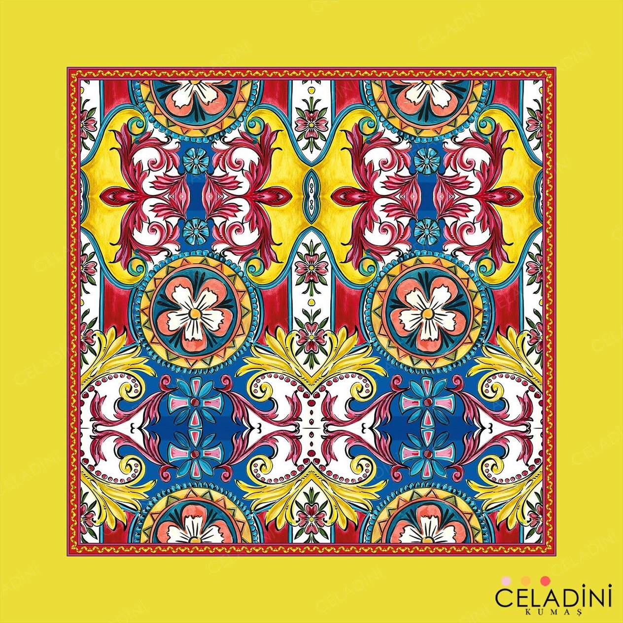 140x140 cm Milano Serisi Masa Örtüsü Kumaşı Sarı