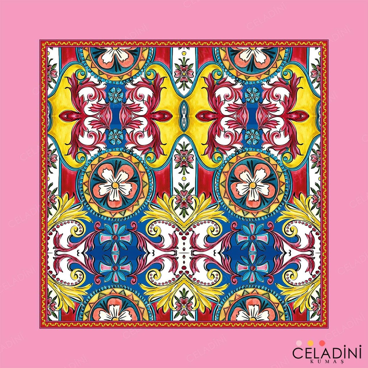 140x140 cm Milano Serisi Masa Örtüsü Kumaşı Pembe
