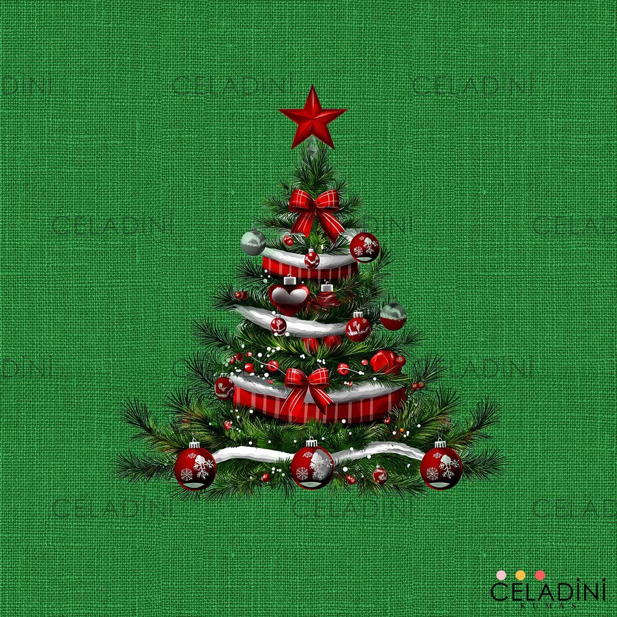 140x140 cm Yeşil Kırmızı Yılbaşı Serisi Masa Örtüsü Kumaşı