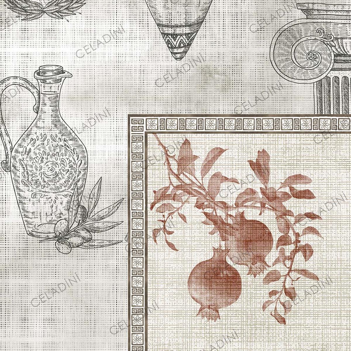 140x140cm Antik Seri Masa Örtüsü Kumaşı Kırmızı