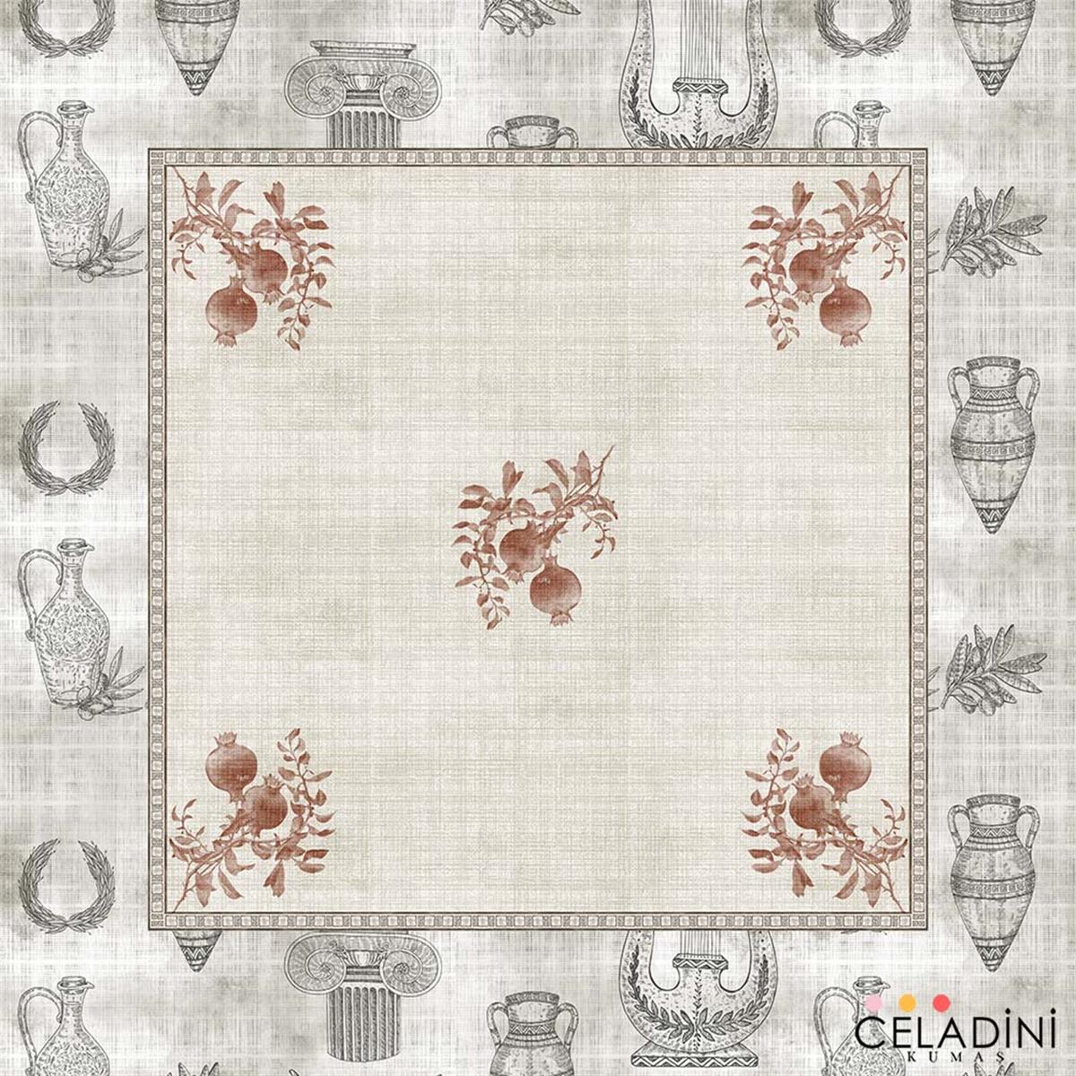 140x140cm Antik Seri Masa Örtüsü Kumaşı Kırmızı