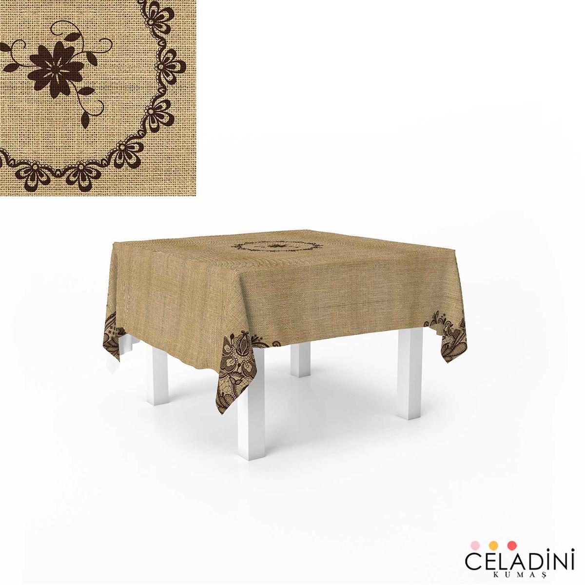 140x140cm Çuval-Dantel Serisi Masa Örtüsü Kumaşı Model-6