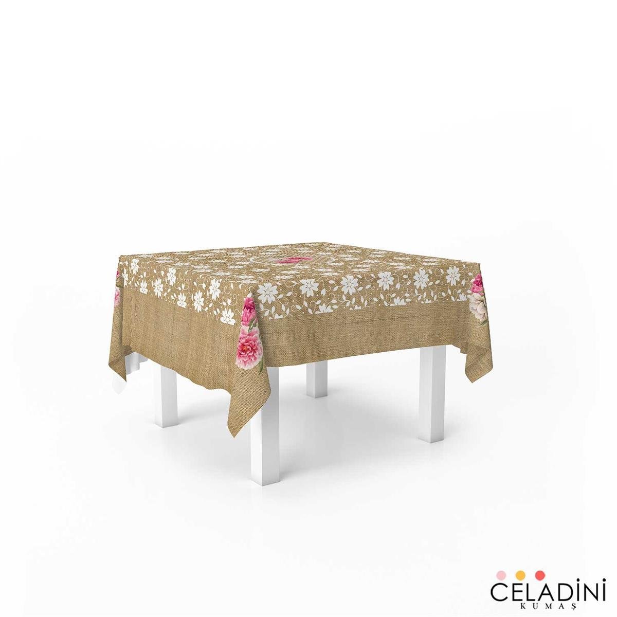 140x140cm Çuval-Dantel Serisi Masa Örtüsü Kumaşı Model-1