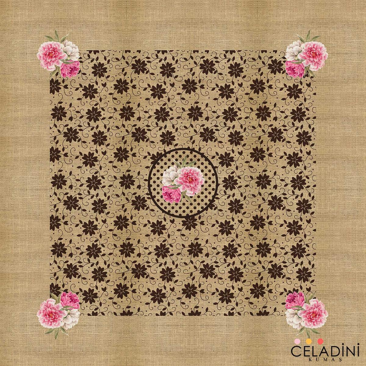 140x140cm Çuval-Dantel Serisi Masa Örtüsü Kumaşı Model-4