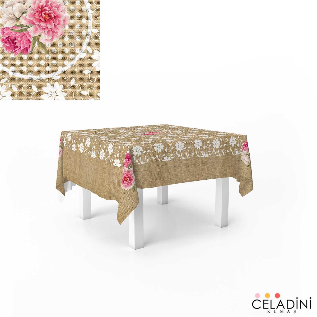 140x140cm Çuval-Dantel Serisi Masa Örtüsü Kumaşı Model-1