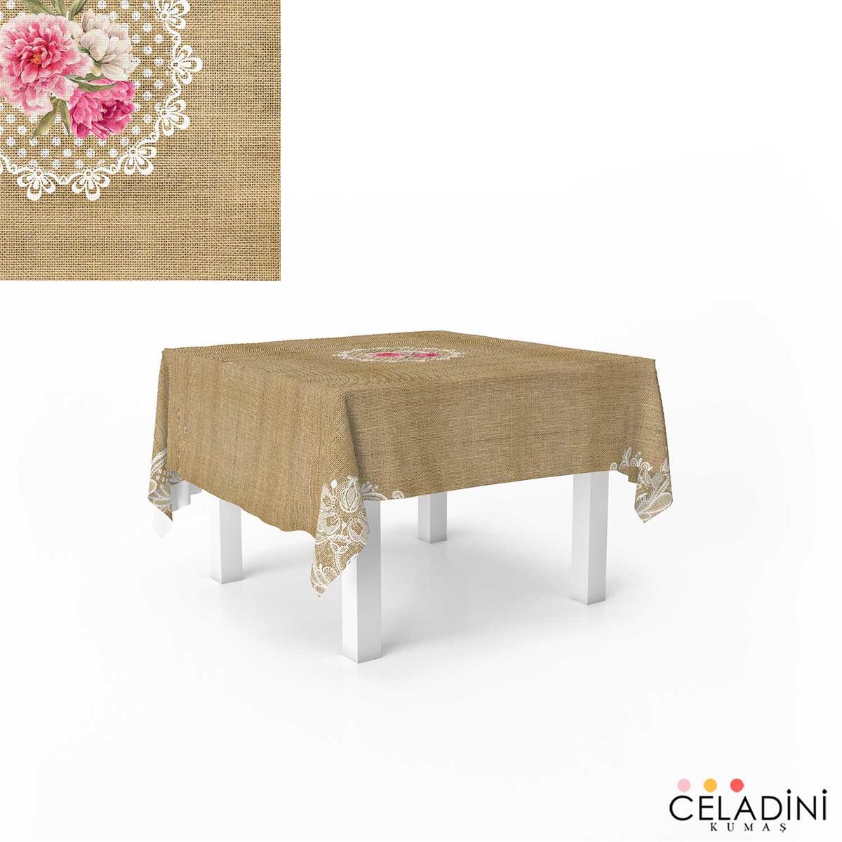 140x140cm Çuval-Dantel Serisi Masa Örtüsü Kumaşı Model-2