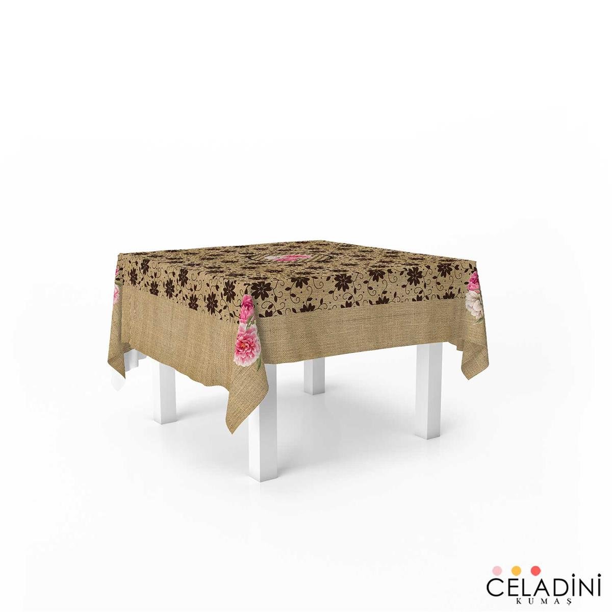 140x140cm Çuval-Dantel Serisi Masa Örtüsü Kumaşı Model-4