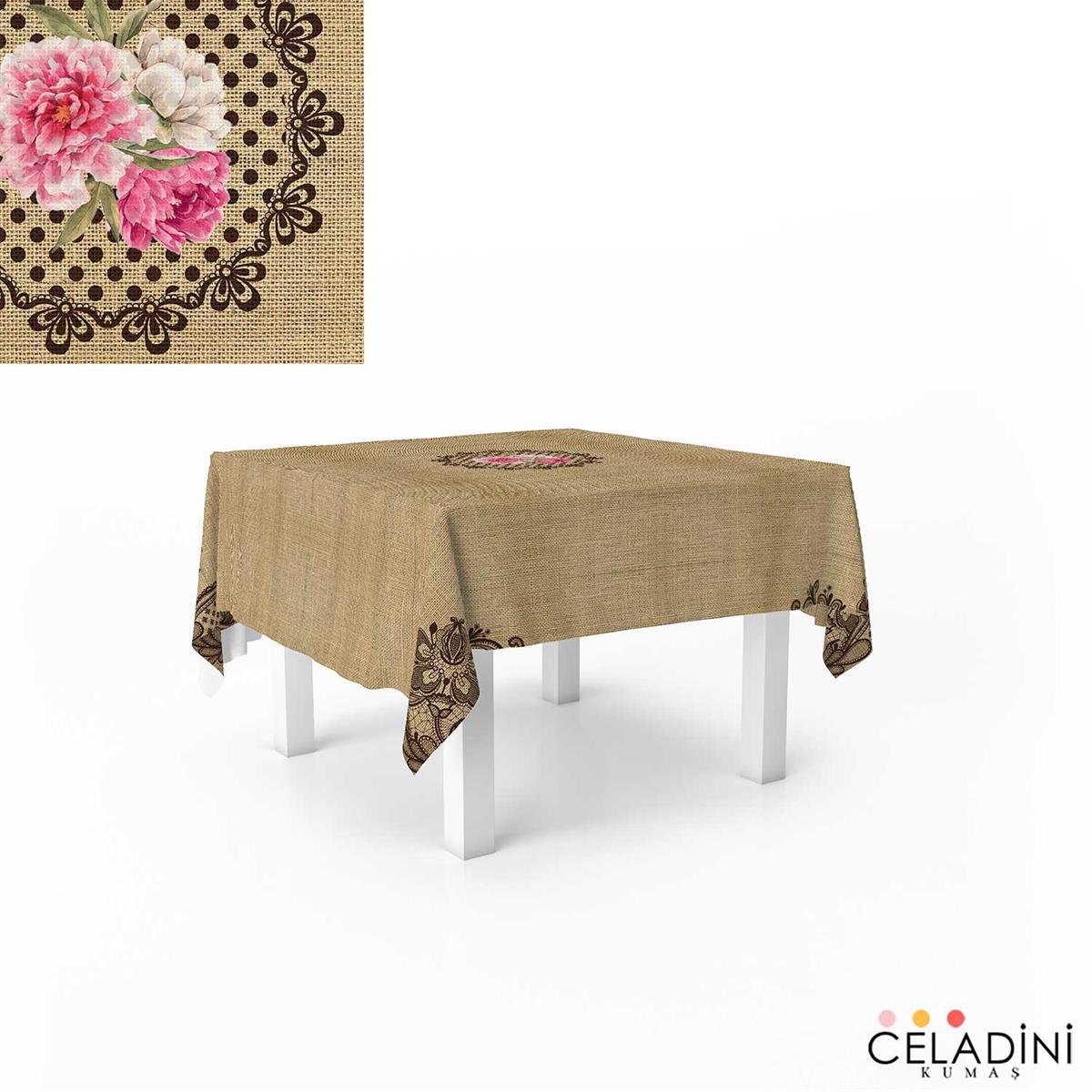 140x140cm Çuval-Dantel Serisi Masa Örtüsü Kumaşı Model-4
