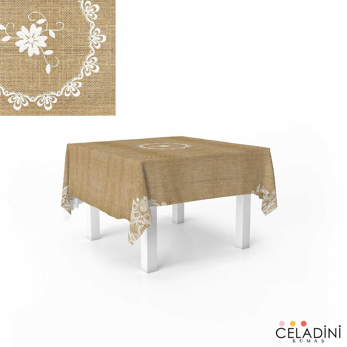 140x140cm Çuval-Dantel Serisi Masa Örtüsü Kumaşı Model-3