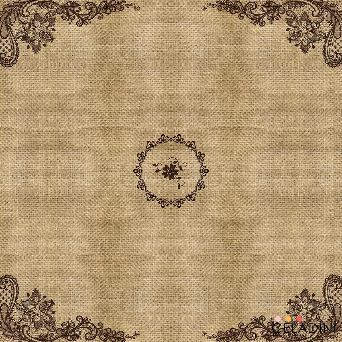 140x140cm Çuval-Dantel Serisi Masa Örtüsü Kumaşı Model-6