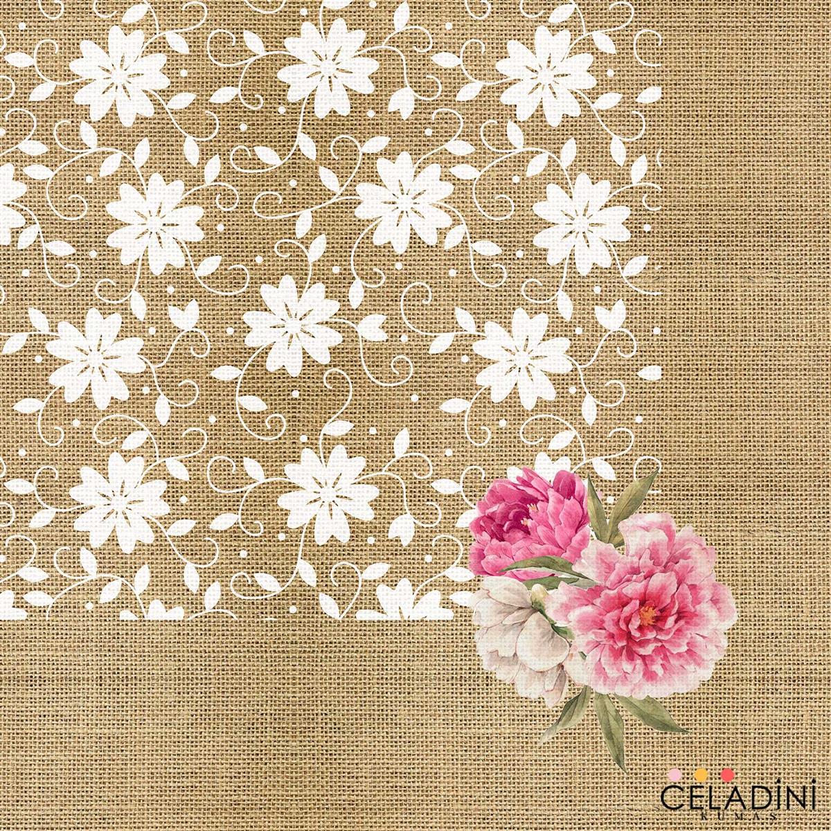 140x140cm Çuval-Dantel Serisi Masa Örtüsü Kumaşı Model-1