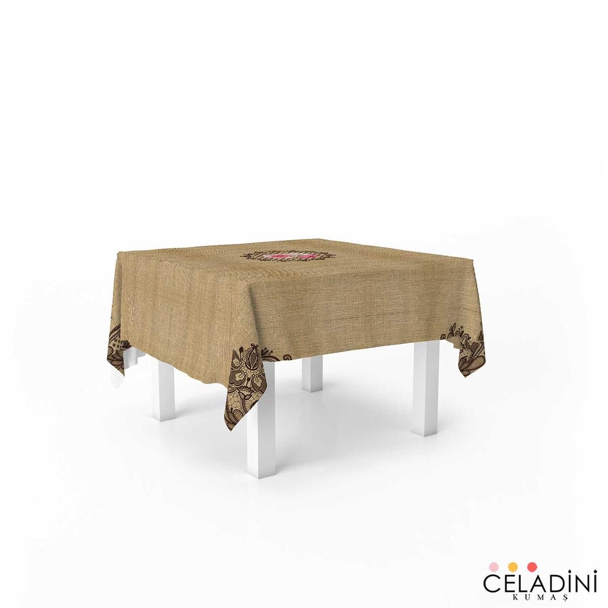 140x140cm Çuval-Dantel Serisi Masa Örtüsü Kumaşı Model-5