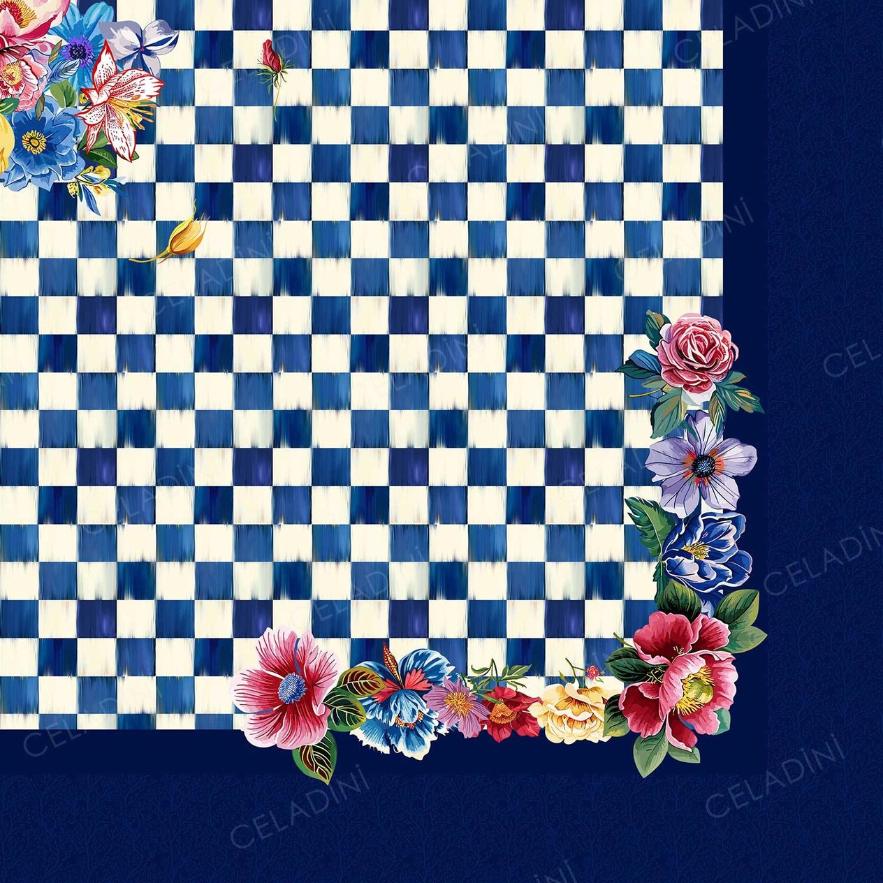 140x140cm Safir Dama Serisi Masa Örtüsü Kumaşı (Model-1)