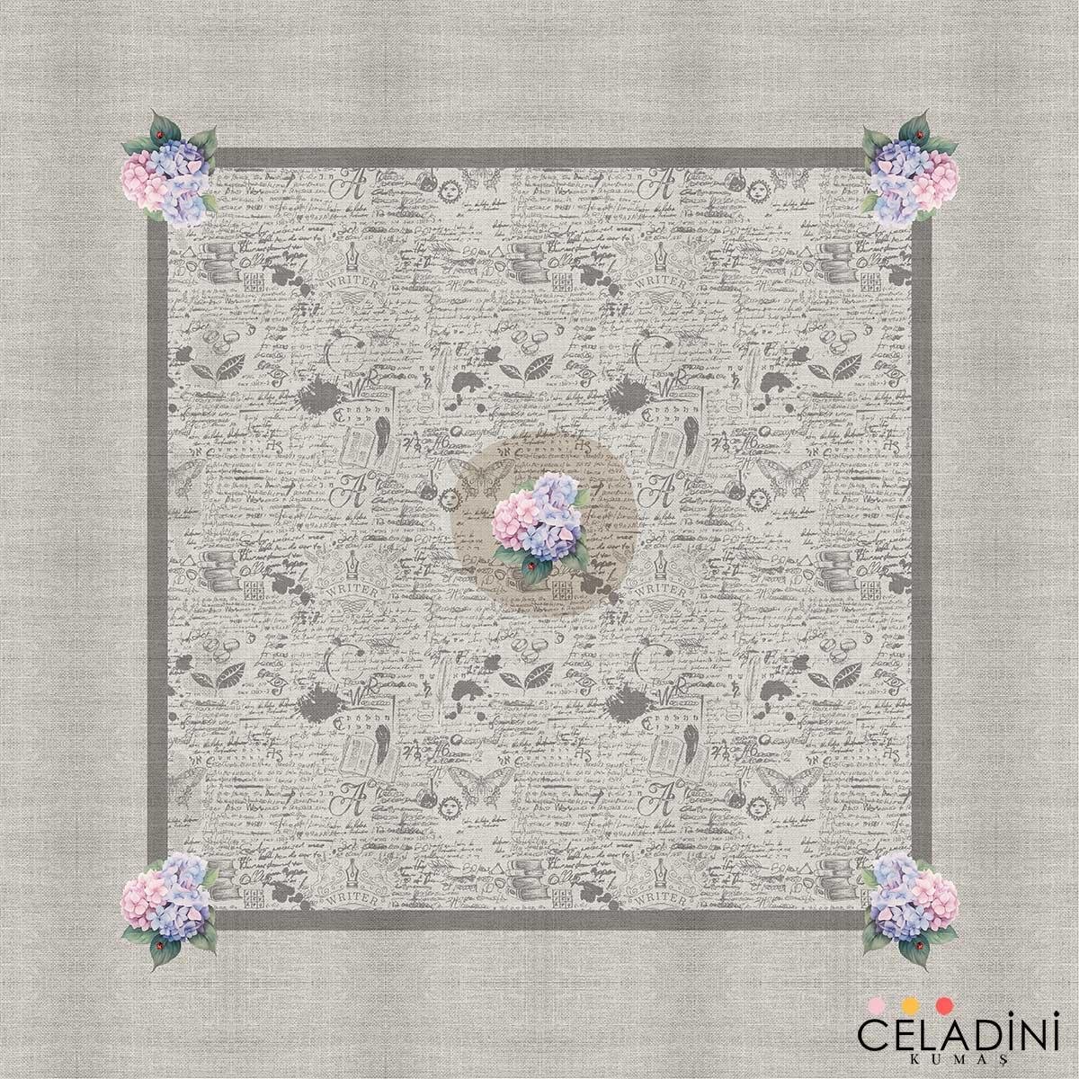 140x140cm Vintage Ortanca Serisi Masa Örtüsü Kumaşı 