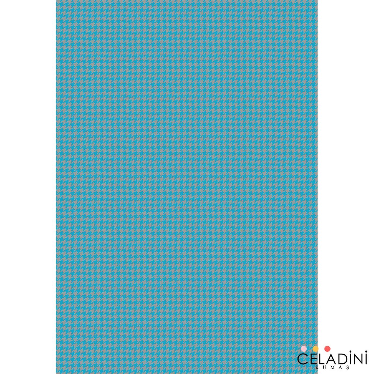 140x200 cm Gri Mavi Kaz Ayağı Masa Örtüsü Kumaşı
