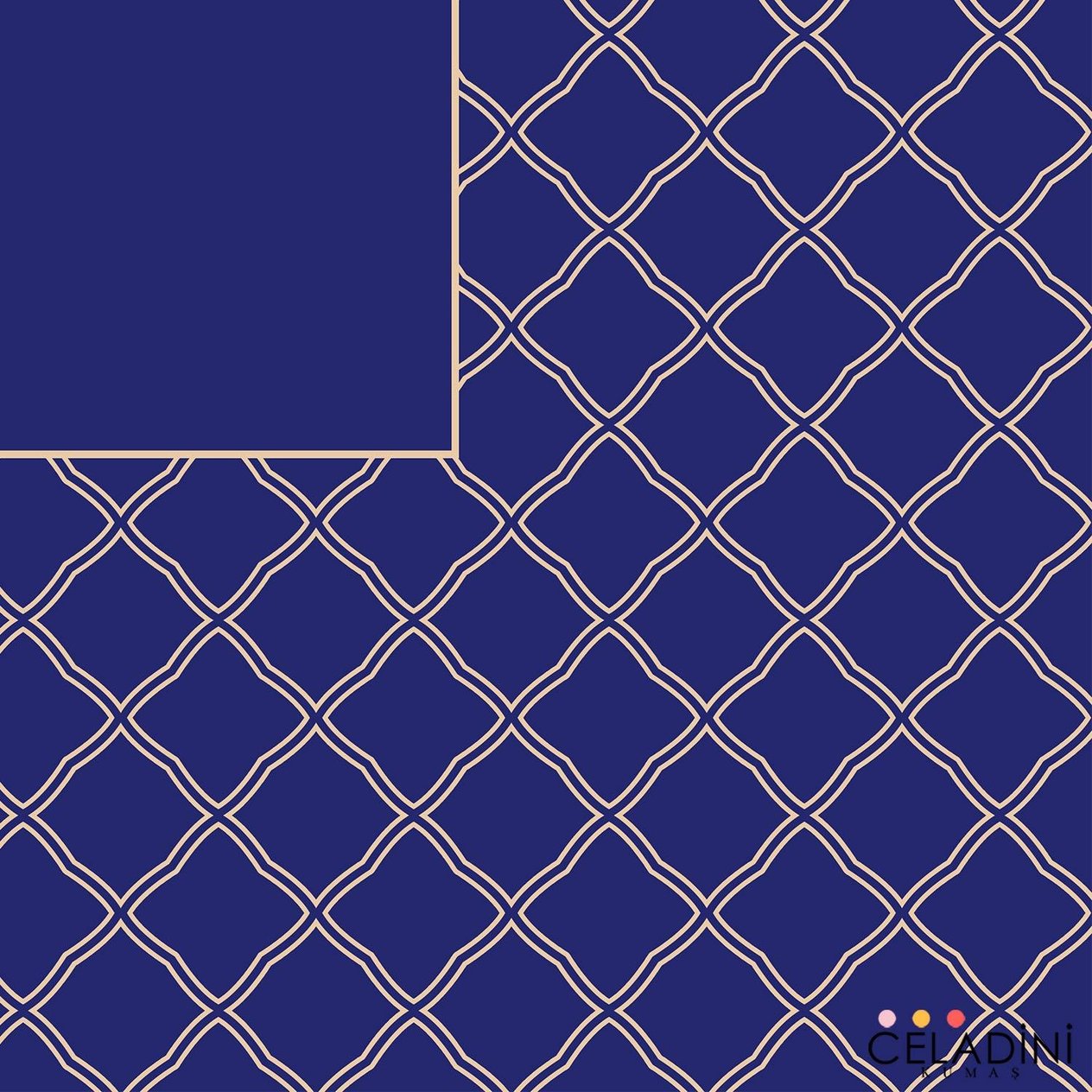140x200 cm Kafes Motifli Ramazan Serisi Masa Örtüsü Kumaşı Lacivert