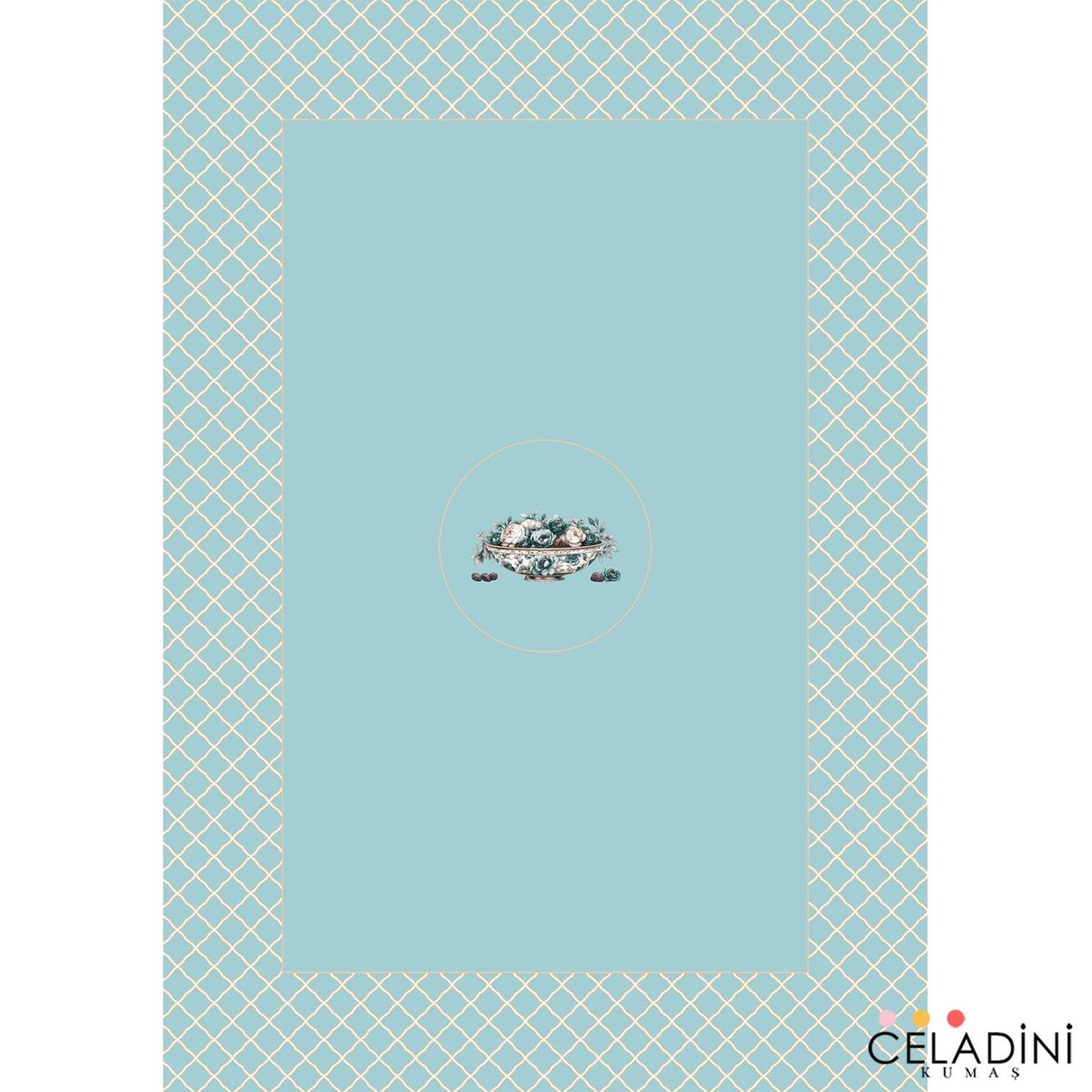 140x200 cm Kafes Motifli Ramazan Serisi Masa Örtüsü Kumaşı Mint Yeşil