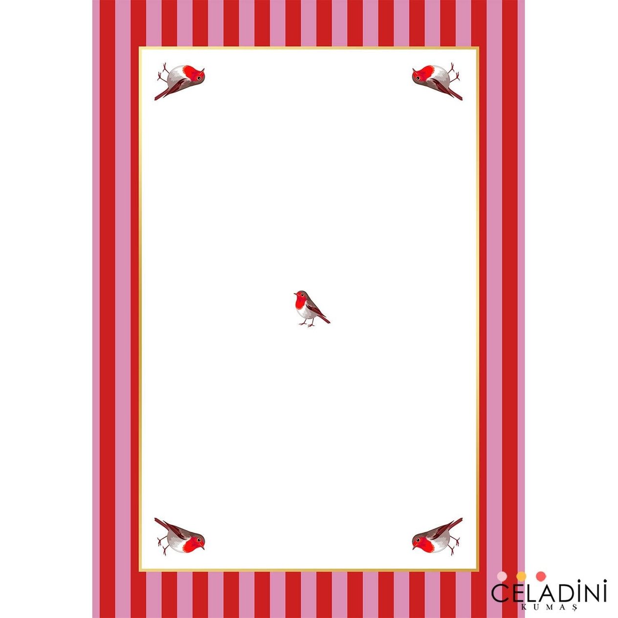 140x200 cm Kırmızı Pembe Çizgili Masa Örtüsü Kumaşı