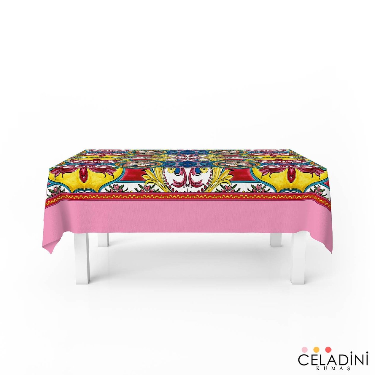 140x200 cm Milano Serisi Masa Örtüsü Kumaşı Pembe