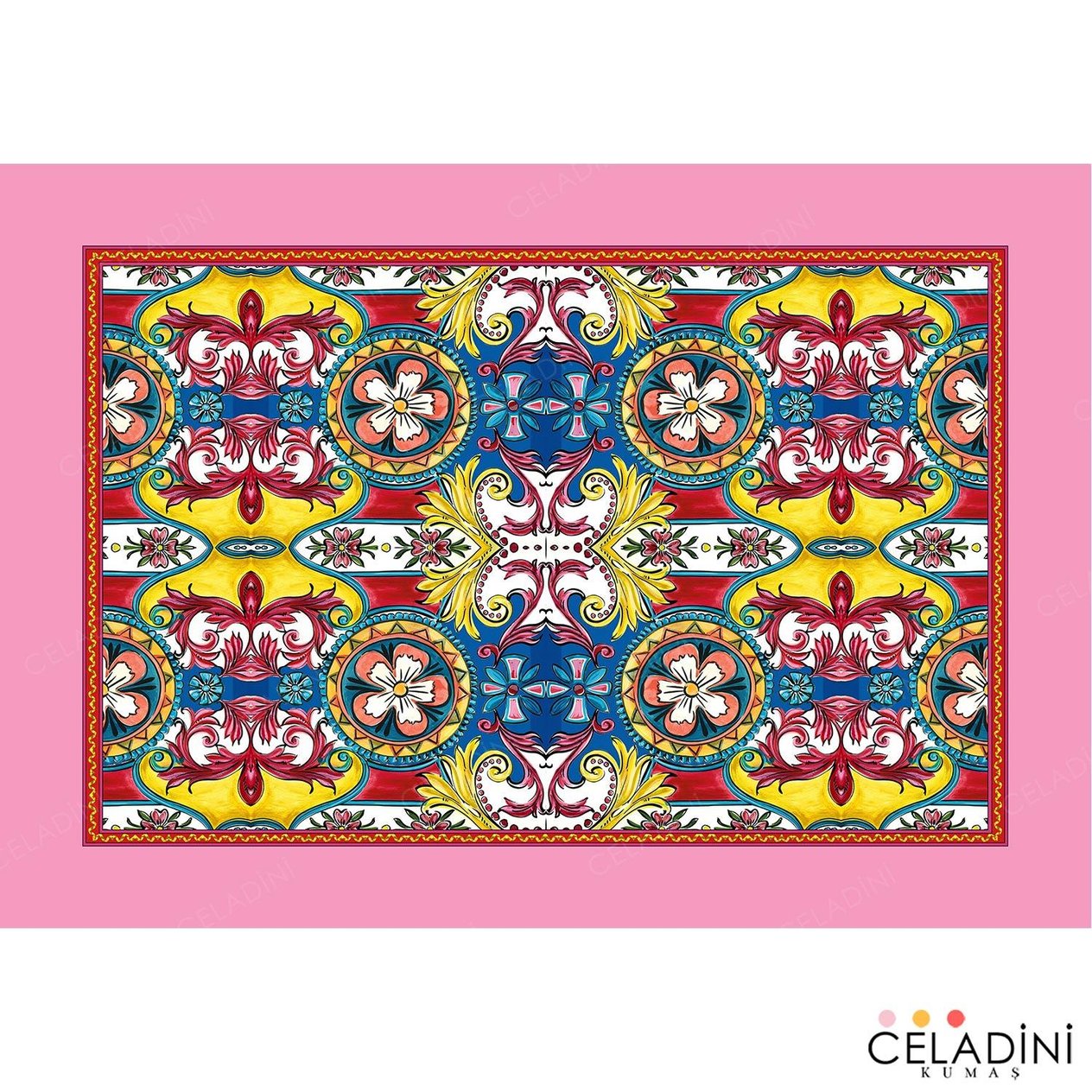 140x200 cm Milano Serisi Masa Örtüsü Kumaşı Pembe