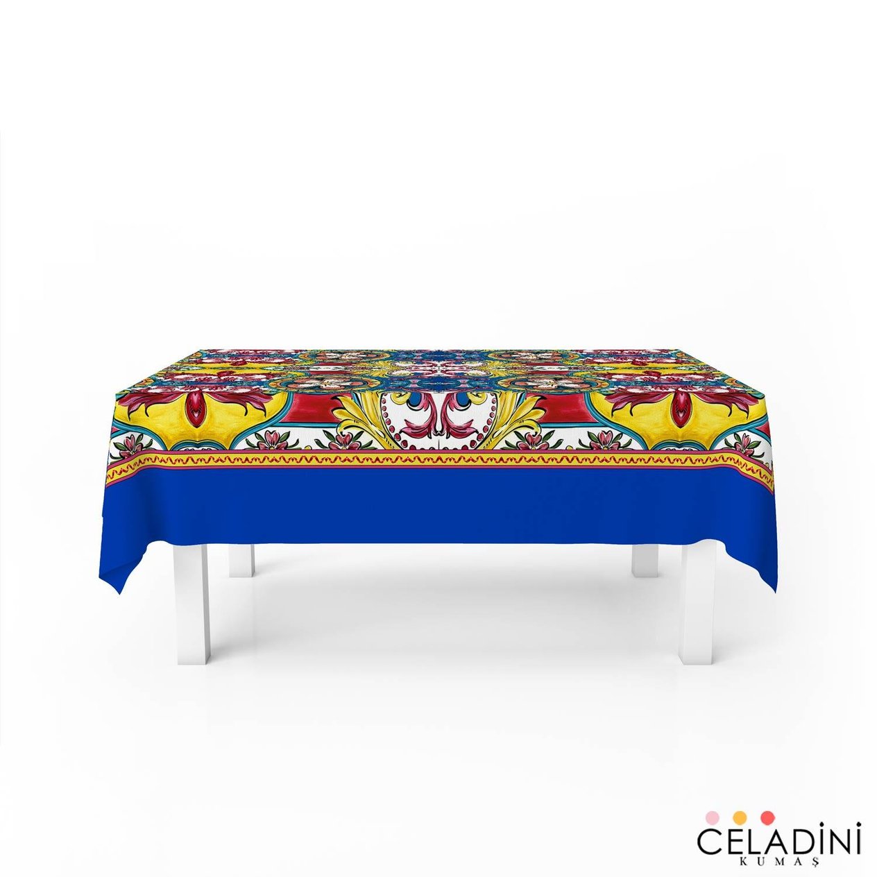 140x200 cm Milano Serisi Masa Örtüsü Kumaşı Mavi