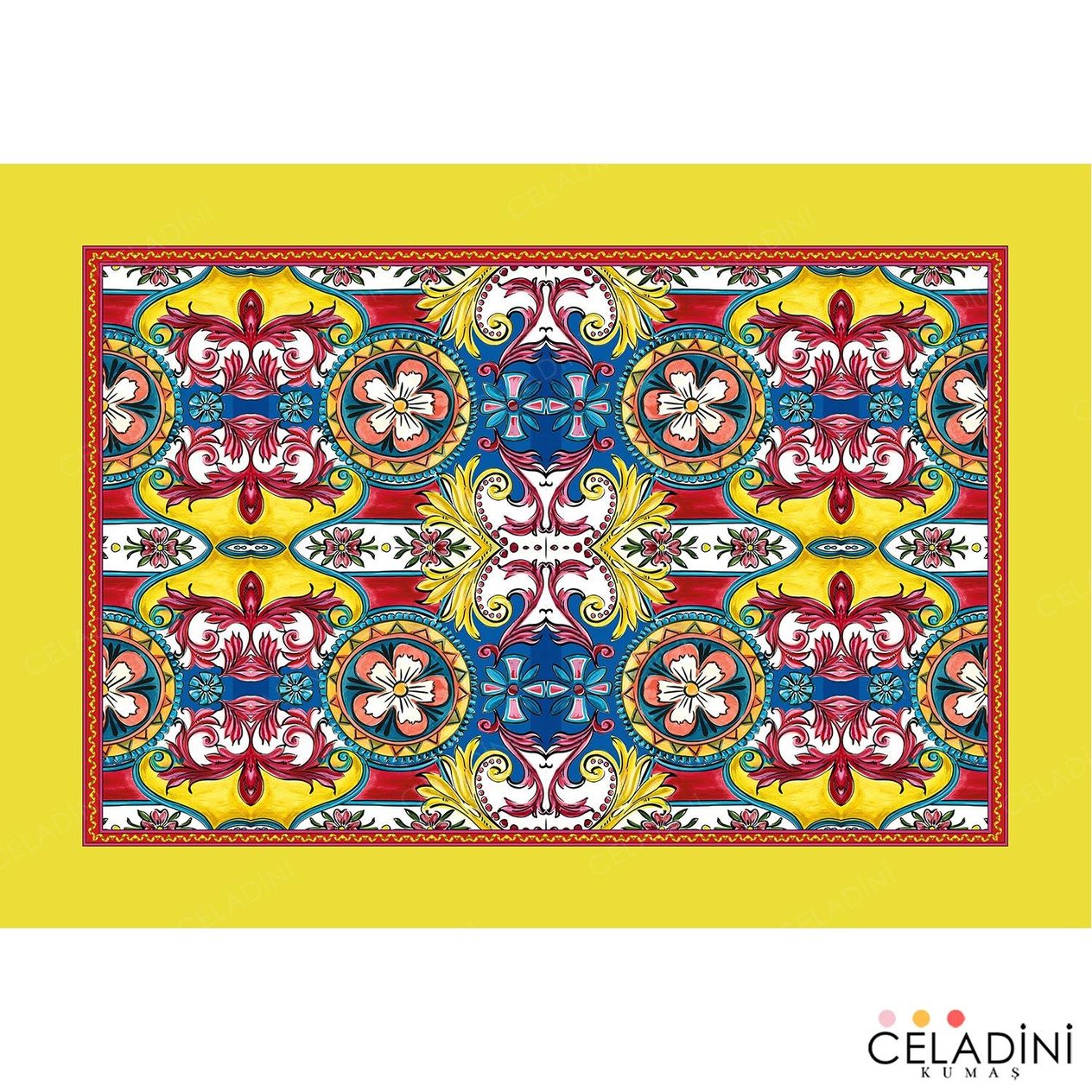 140x200 cm Milano Serisi Masa Örtüsü Kumaşı Sarı