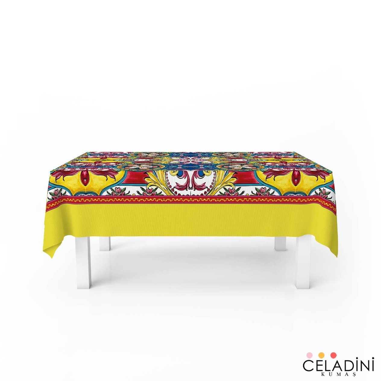 140x200 cm Milano Serisi Masa Örtüsü Kumaşı Sarı