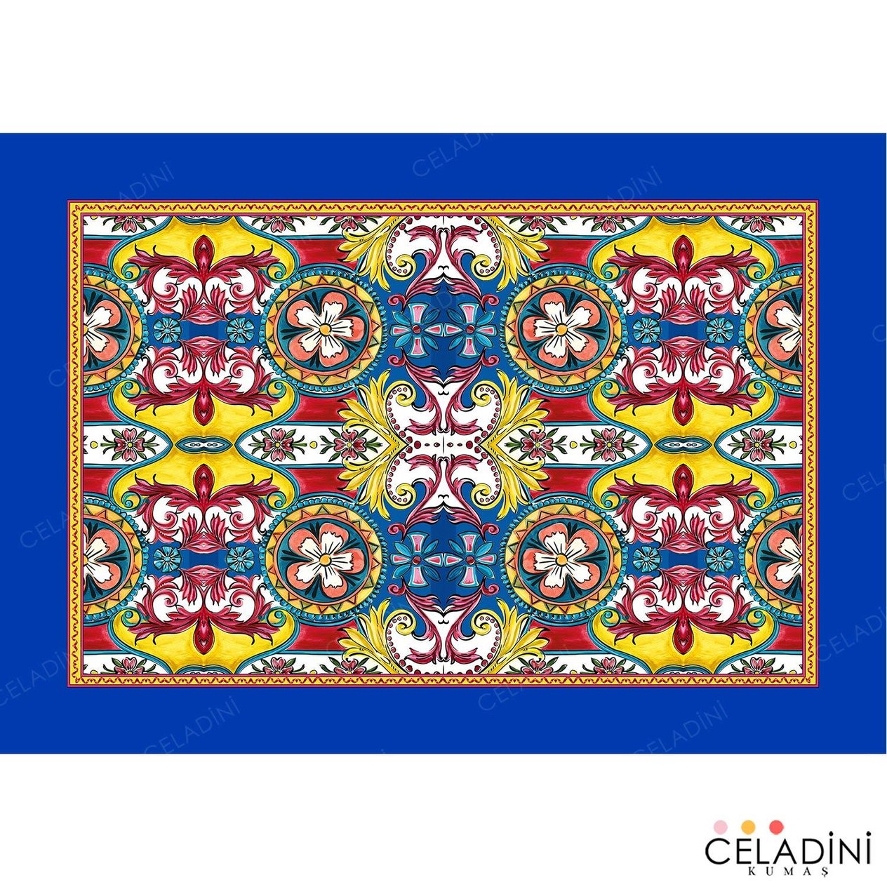 140x200 cm Milano Serisi Masa Örtüsü Kumaşı Mavi