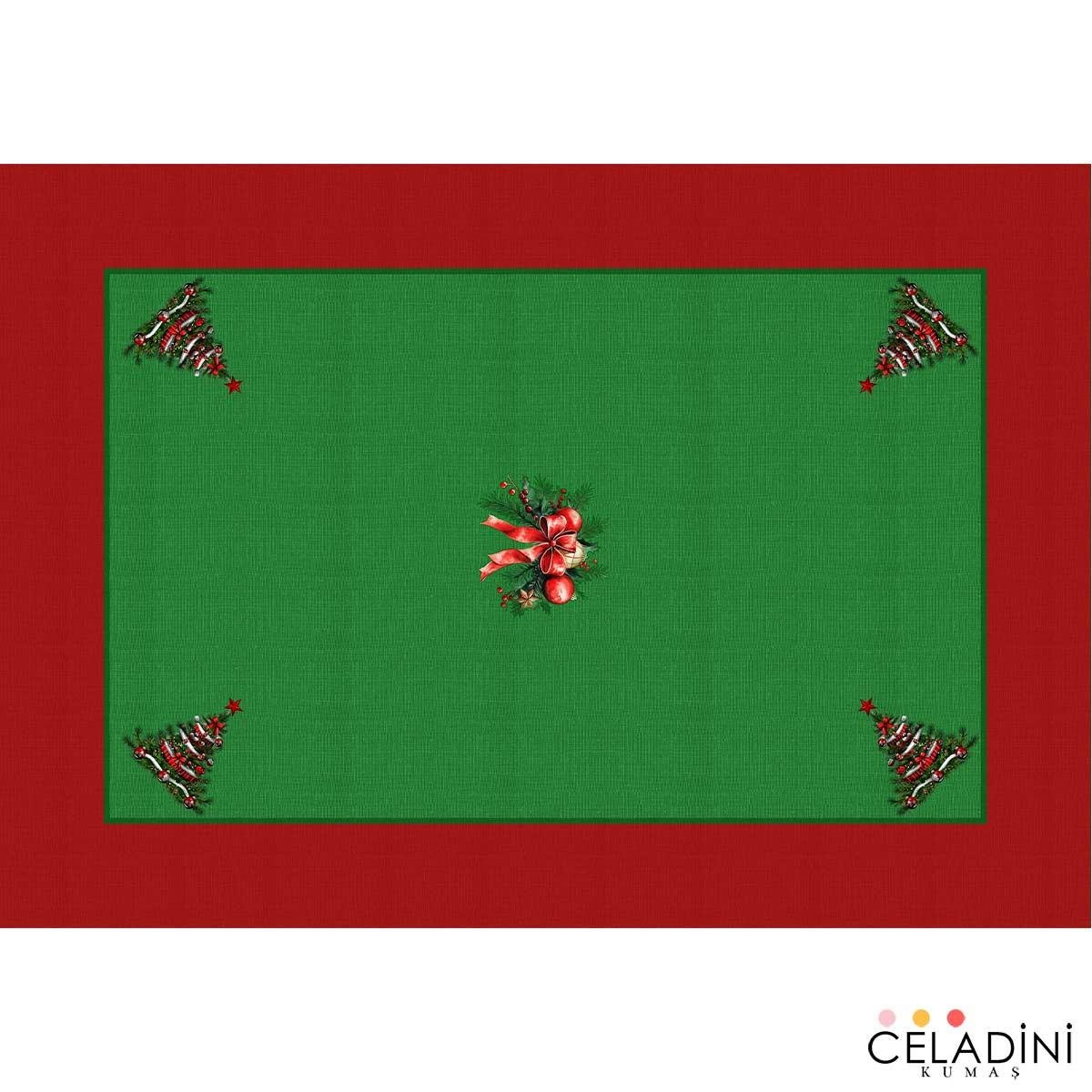 140x200 cm Yeşil Kırmızı Yılbaşı Serisi Masa Örtüsü Kumaşı