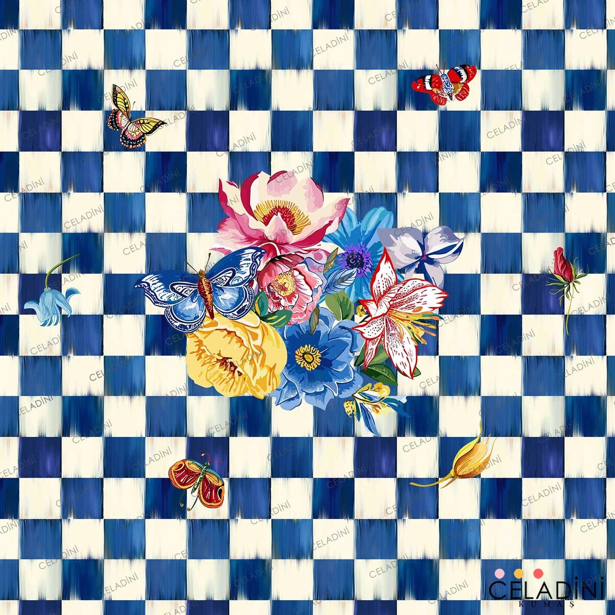 140x200cm Safir Dama Serisi Masa Örtüsü Kumaşı (Model-1)