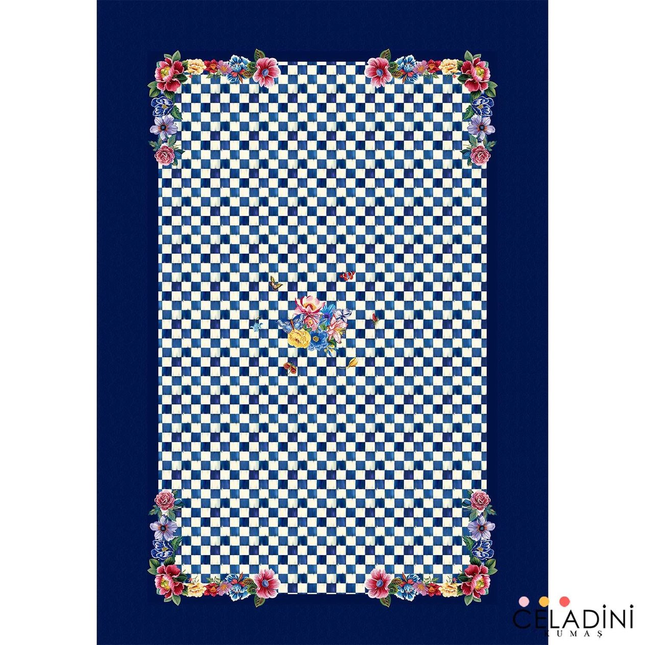 140x200cm Safir Dama Serisi Masa Örtüsü Kumaşı (Model-1)