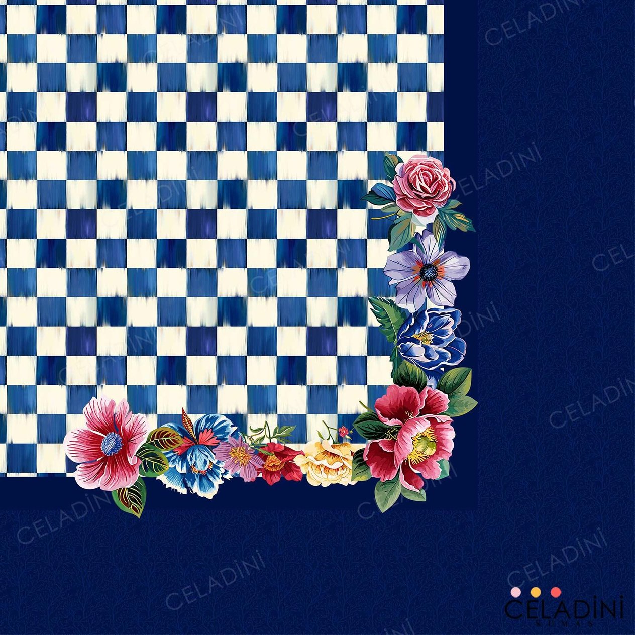 140x200cm Safir Dama Serisi Masa Örtüsü Kumaşı (Model-1)