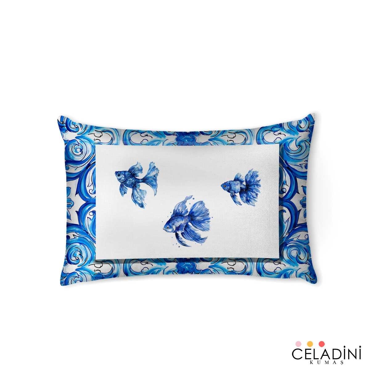 35x50 cm Antik Fayans Serisi Kırlent Kumaşı (Model-2)