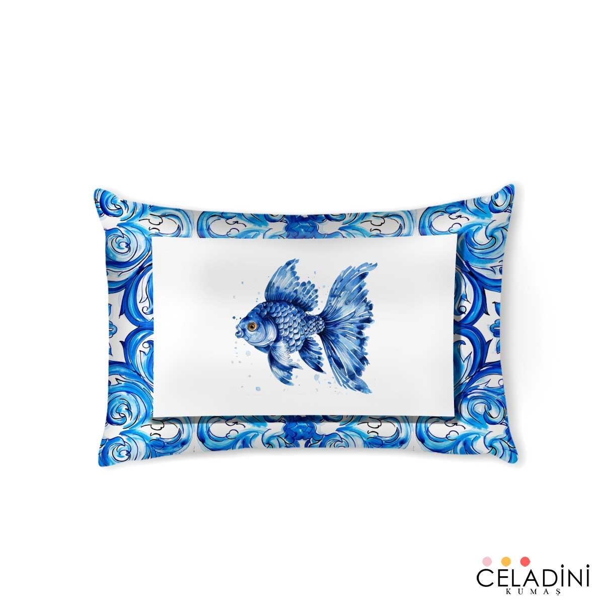 35x50 cm Antik Fayans Serisi Kırlent Kumaşı (Model-1)
