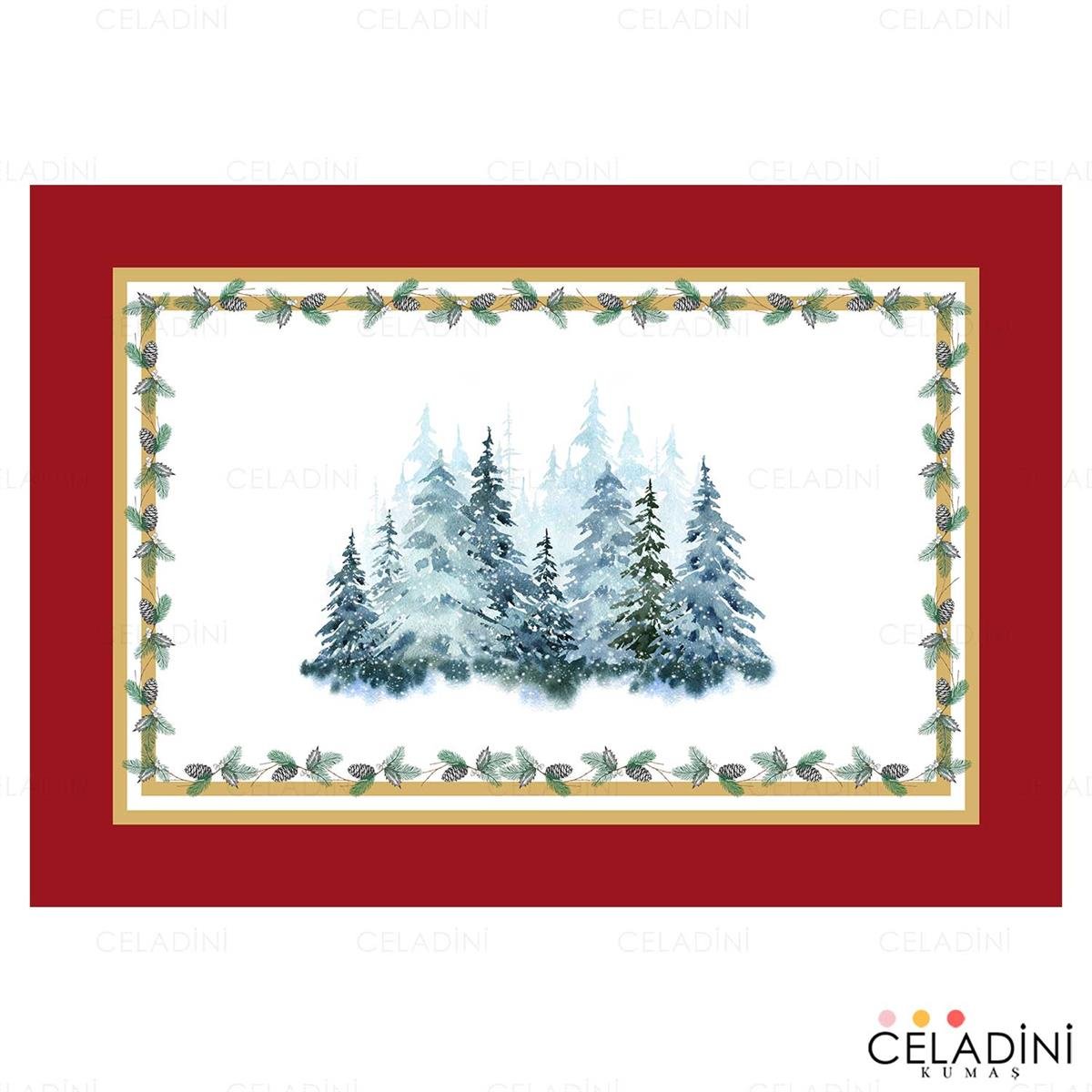 35x50 cm Kış Temalı Yılbaşı Serisi Kırlent Kumaşı (Model-3)