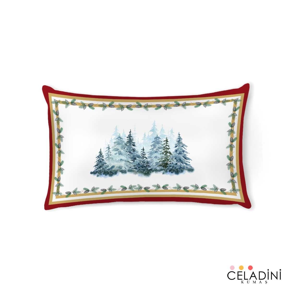 35x50 cm Kış Temalı Yılbaşı Serisi Kırlent Kumaşı (Model-3)