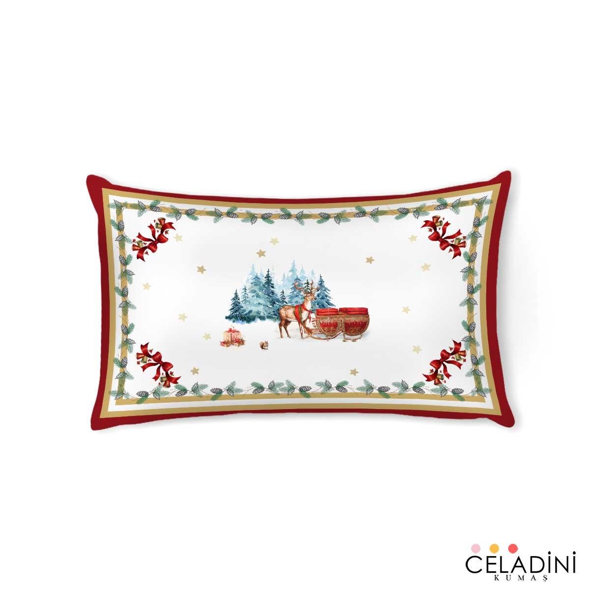 35x50 cm Kış Temalı Yılbaşı Serisi Kırlent Kumaşı (Model-1)