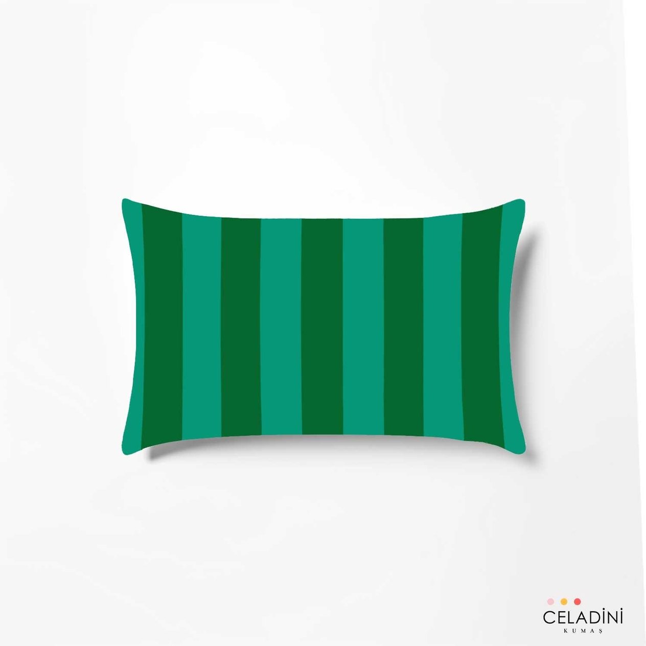 35x50 cm Petrol Yeşili ve Mint Çizgili Kırlent Kumaşı