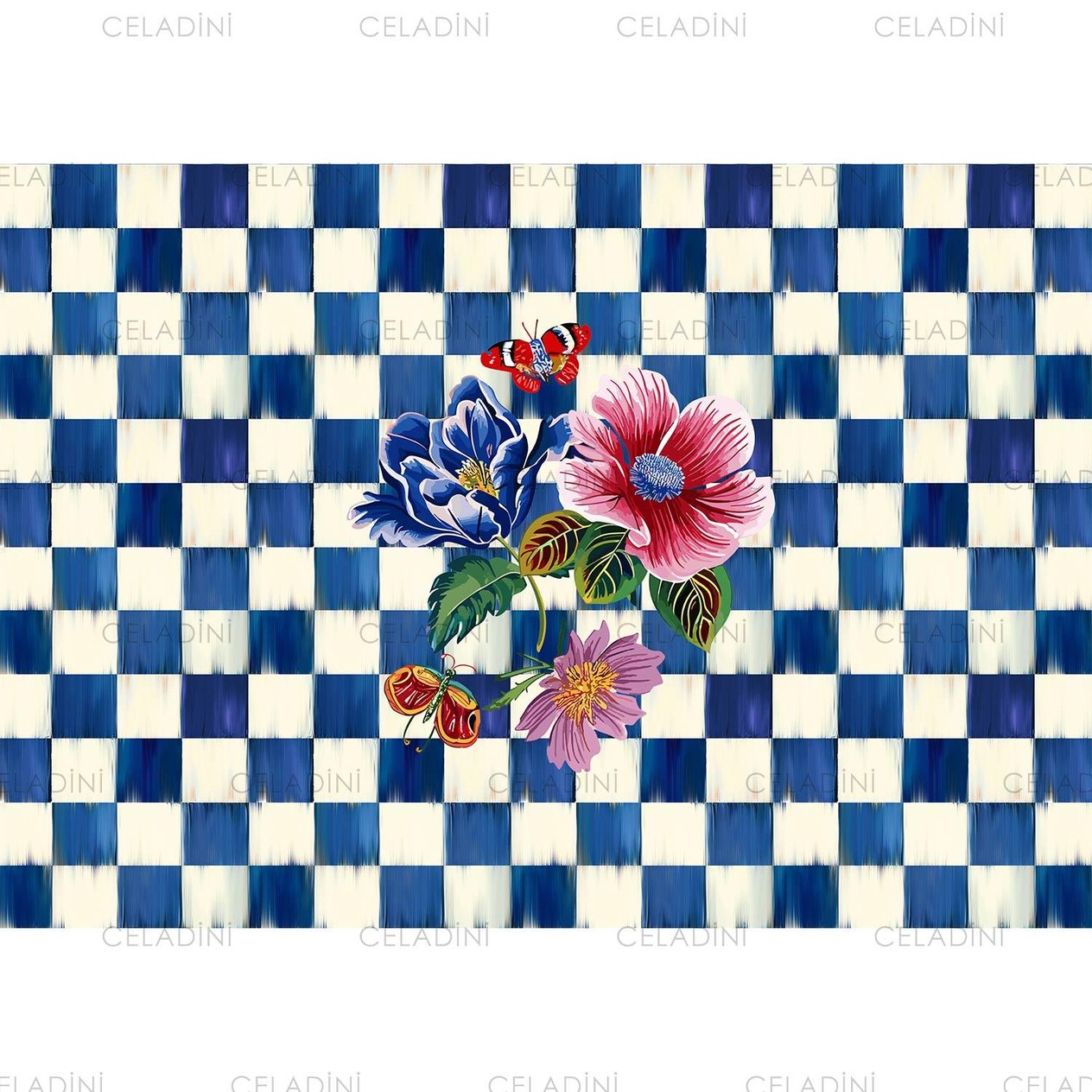 35x50 cm Safir Dama Serisi Kırlent Kumaşı (Model-5)