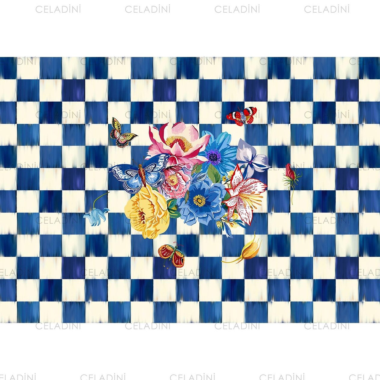 35x50 cm Safir Dama Serisi Kırlent Kumaşı (Model-1)