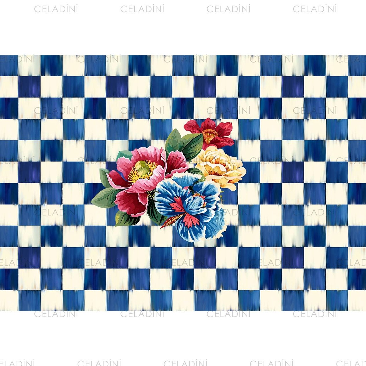 35x50 cm Safir Dama Serisi Kırlent Kumaşı (Model-3)