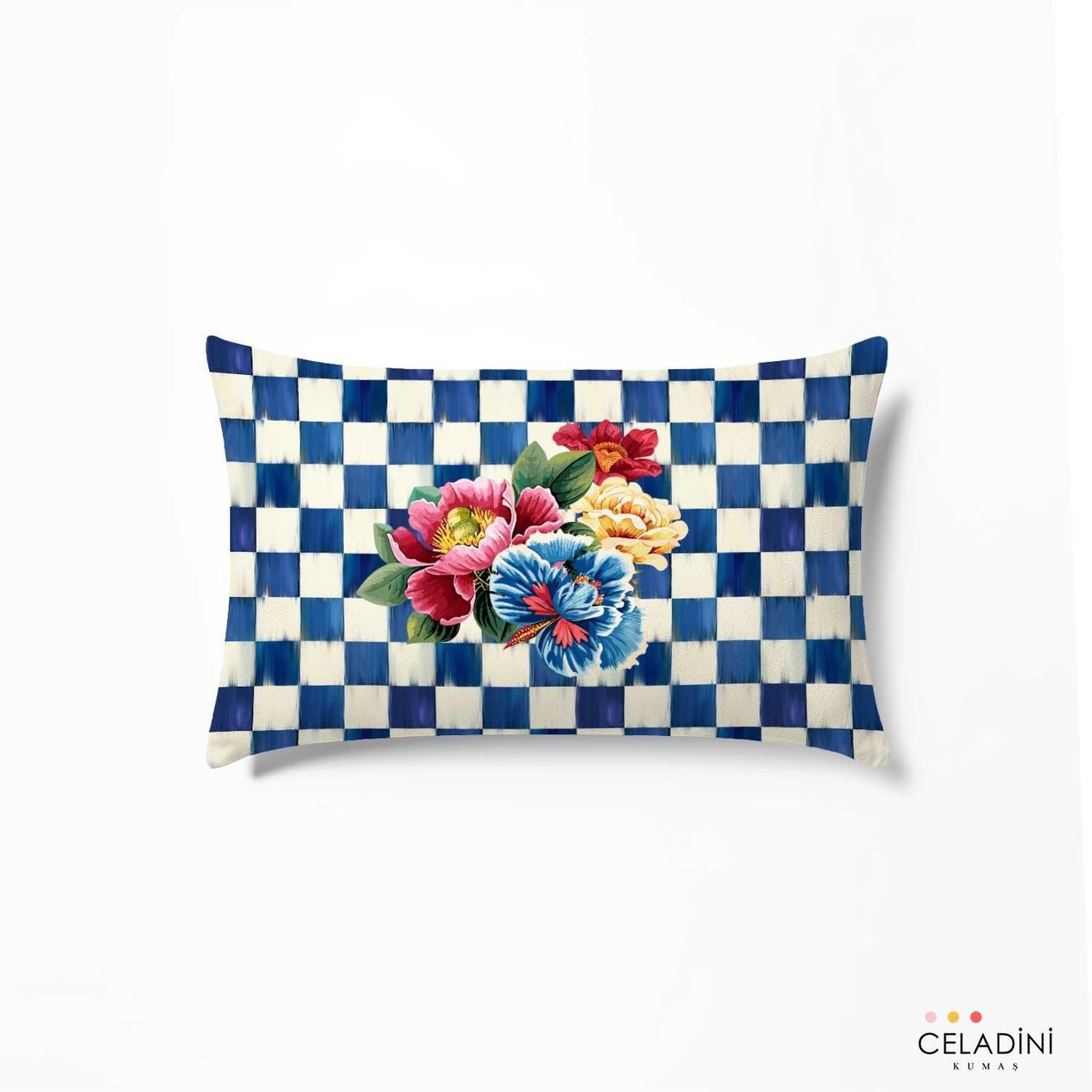 35x50 cm Safir Dama Serisi Kırlent Kumaşı (Model-3)