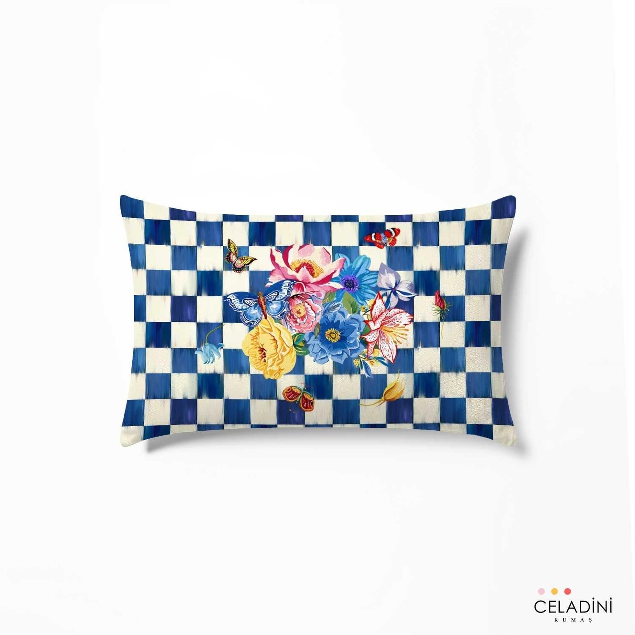 35x50 cm Safir Dama Serisi Kırlent Kumaşı (Model-1)