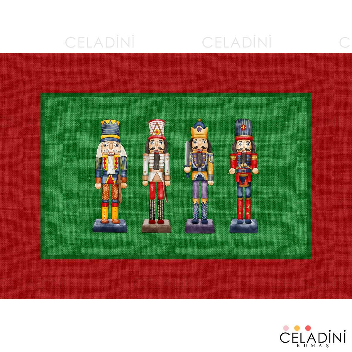 35x50 cm Yeşil Kırmızı Yılbaşı Serisi Kırlent Kumaşı 