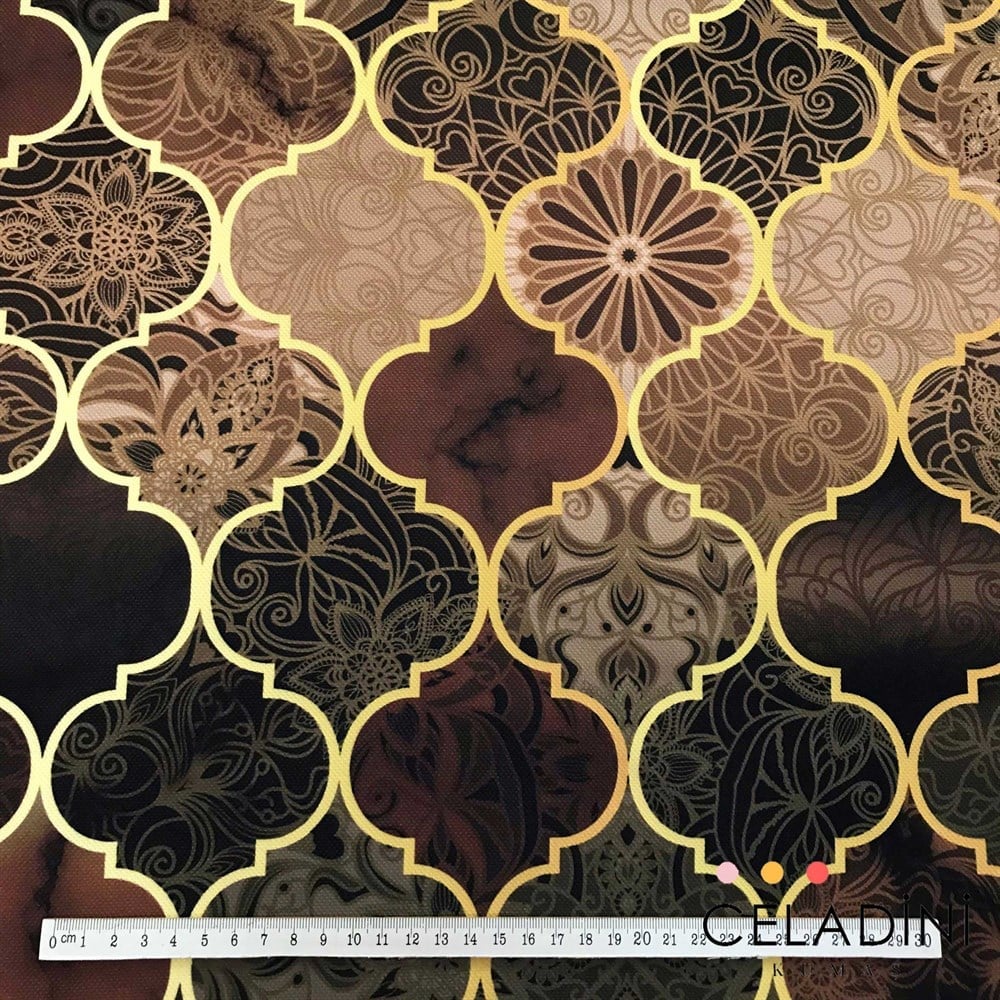 Acı Kahve Degrade Moroccan Desenli Kumaş